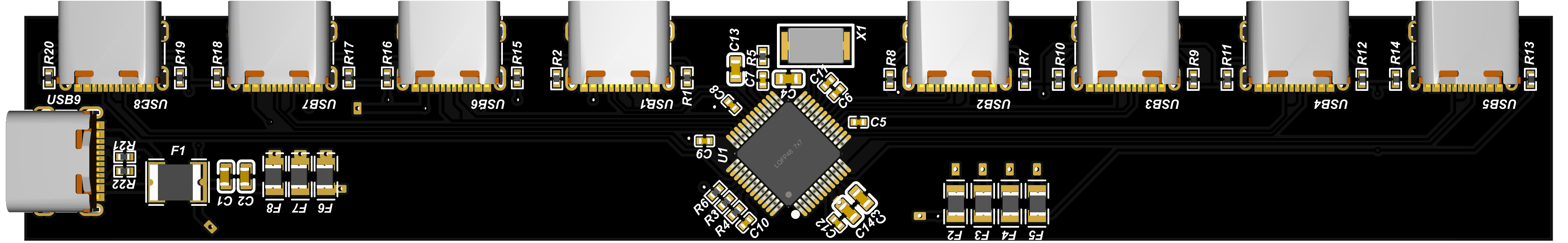 Eight-port USB-C hub strip